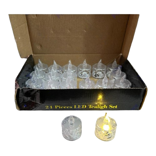 Pack Of 24 Pcs Warm White Flameless Led Tealight Candle Decorative Battery Operated Tea Lights